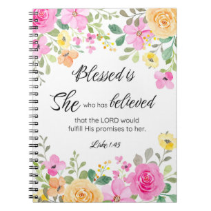 Carnet Luc 1:45 Béni est Elle, Écriture Féminine Floral