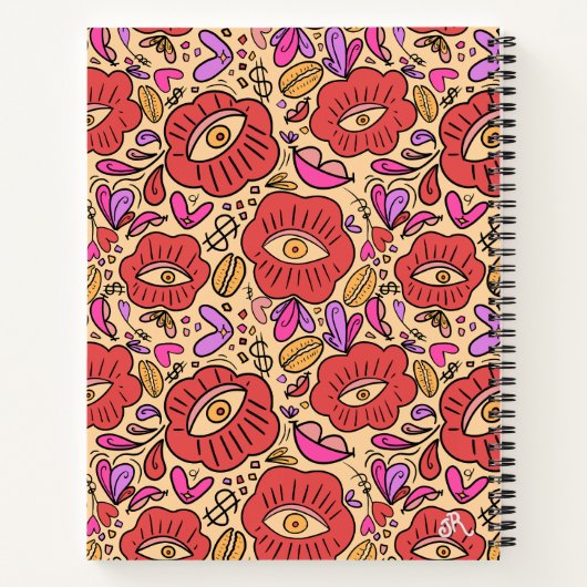 Carnet Lucky Eye Floral Pattern Spiral Notebook (Dos)