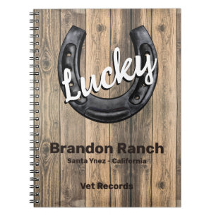 Carnet Lucky Horseshoe Rustic Wood Ranch Enregistrements
