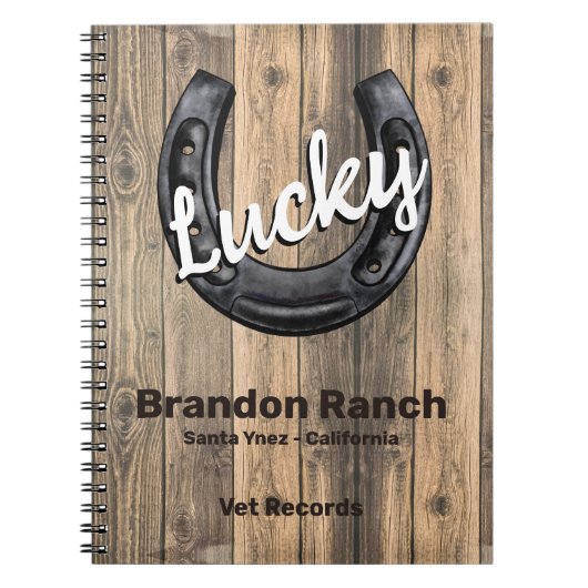Carnet Lucky Horseshoe Rustic Wood Ranch Enregistrements (Devant)