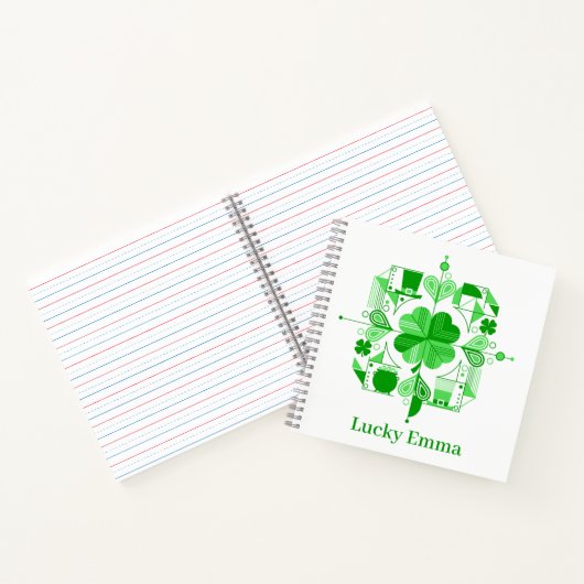 Carnet Lucky Name Personalized Clover Design (Intérieur)
