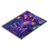 Carnet Lueur de lanterne violette et bleue à monogramme (Côté gauche)