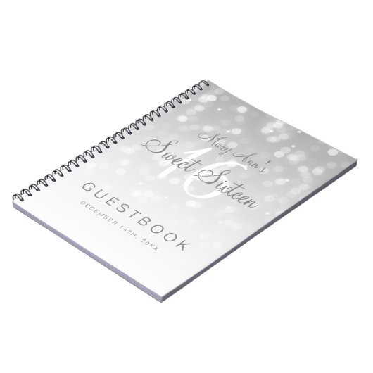 Carnet Lumière argentée d'étincelle de Bokeh de Guestbook (Côté gauche)