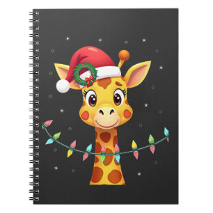 Carnet Lumières de Noël de girafe mignonne Chapeau de Pèr