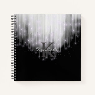 Carnet Lumières en cascade Monogramme noir et blanc ID789