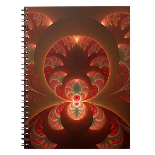 Carnet Lumineuse Abstrait moderne orange rouge fractal (Devant)