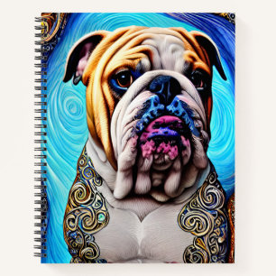 Carnet Lumineuse Bulldog Blue Ocean Wave Pointillisme