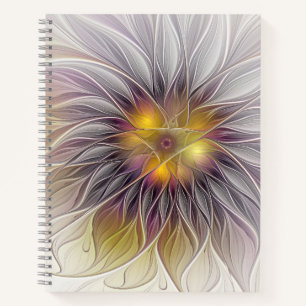 Carnet Lumineuse Fleur colorée, Abstraite Fractale modern