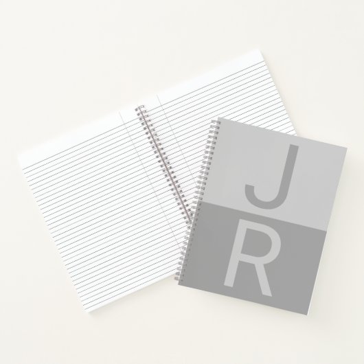 Carnet Lumineuses Gris & Gris Initiales Modernes Monogram (Intérieur)