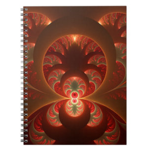 Carnet Luminous Abstract Modern Orange Red Fractal