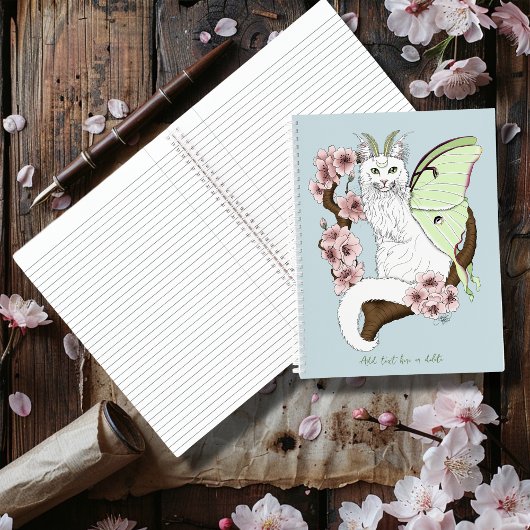 Carnet Luna Moth Moth Blanc Chat Vert