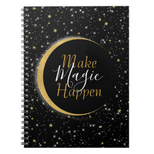 Carnet Lune Céleste Étoiles Noires & Dorées Magie Lunaire