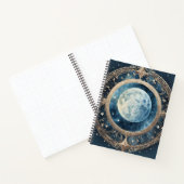 CARNET LUNE CÉLESTIALE PLEINE BLEUE AVEC BORDURE D'OR (Intérieur)