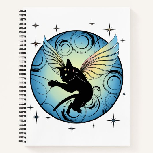 Carnet Lune de chat cosmique et étoiles (Devant)