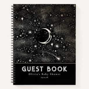 Carnet Lune de nuit étoilée céleste et étoiles Noir