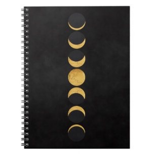 Carnet Lune d'or phases noir texturé arrière - plan