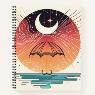 Carnet Lune et étoiles céleste de Boho