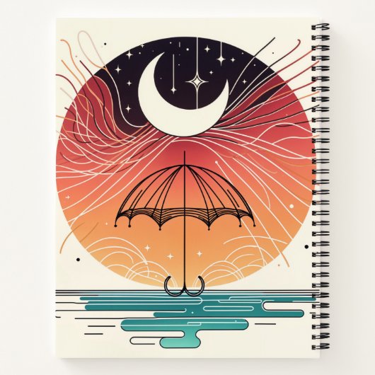 Carnet Lune et étoiles céleste de Boho (Dos)