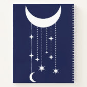 Carnet Lune et étoiles violet nuit perles ciel (Dos)