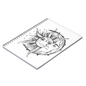 Carnet Lune et soleil. illustration de tatouage de style  (Côté gauche)