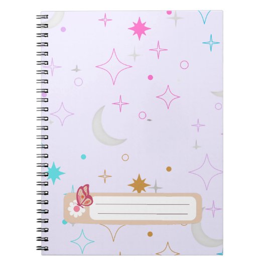 Carnet Lune & Étoiles Lavande Minimaliste (Devant)