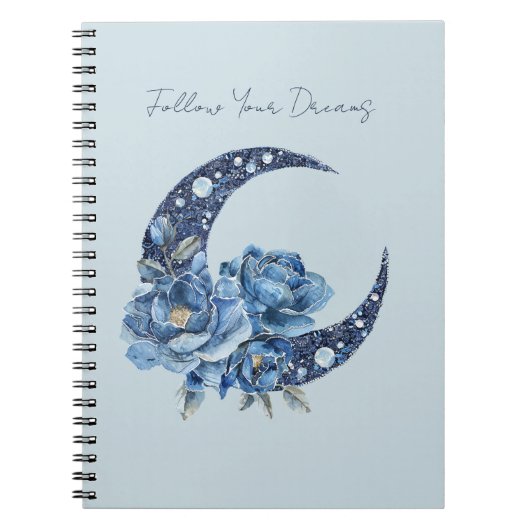 Carnet Lune Florale Bleue (Devant)