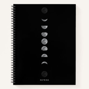 Carnet Lune lunaire Phases Céleste Nom Customisé