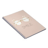 Carnet Lunettes à oreilles de lapin blanches roses sourir (Côté Droit)