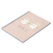 Carnet Lunettes à oreilles de lapin blanches roses sourir (Côté gauche)
