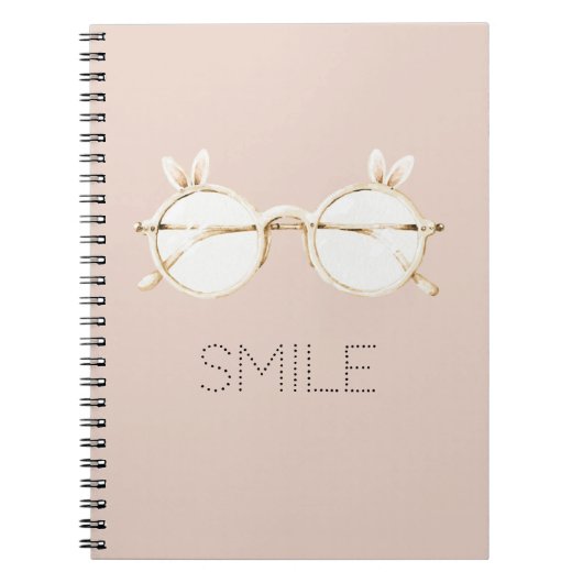Carnet Lunettes à oreilles de lapin blanches roses sourir (Devant)