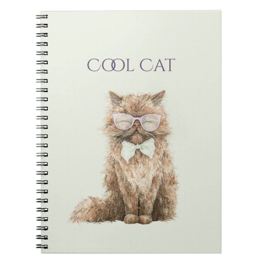 Carnet Lunettes Cool Cat Marron Menthe (Devant)