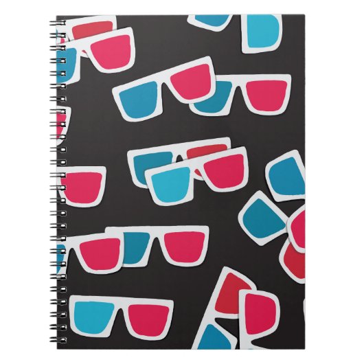 Carnet Lunettes de cinéma 3D : Motif sans couture (Devant)