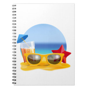 Carnet Lunettes de soleil et scène de plage pour l'été