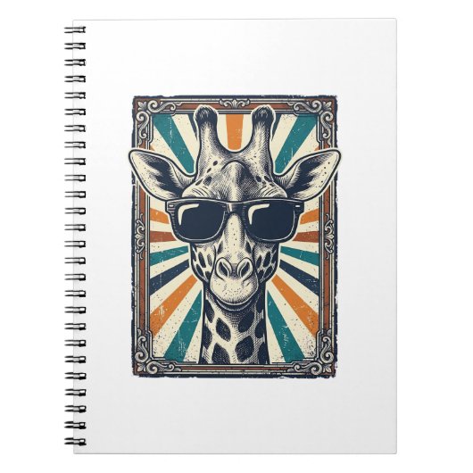 Carnet Lunettes de soleil girafe vintage (Devant)