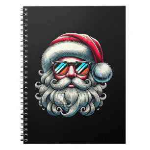 Carnet Lunettes de soleil rétro visage du Père Noël Noël