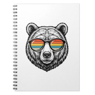 Carnet lunettes de soleil vintage ours graphique vectorie
