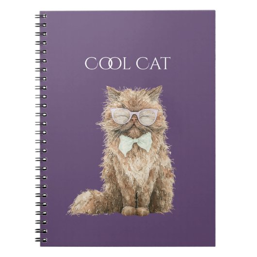 Carnet Lunettes marron chat cool (Devant)
