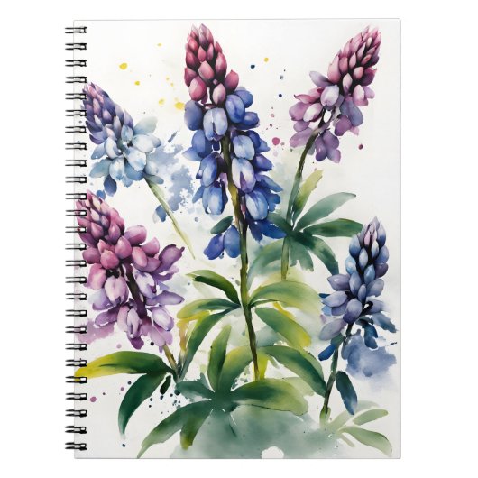 Carnet Lupin - Fleurs aquarelle (Devant)