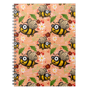 Carnet Lustiges Bienchen - zartes orange Notizblock Plan