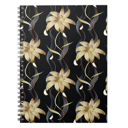Carnet Luxe à rayures florales : Vintage 3D. (Devant)