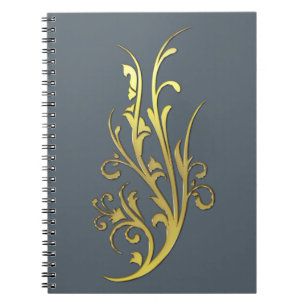Carnet Luxe Abstrait Fleur en Or Faux