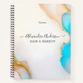 Carnet Luxe Agate Blue Gold Détails Signature Script (Devant)