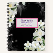 Carnet Luxe Black Modern Floral Ajouter Votre Texte (Devant)