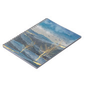 Carnet Luxe Blue Gold Mountains Arbres Oiseaux Sky Paysag (Côté gauche)