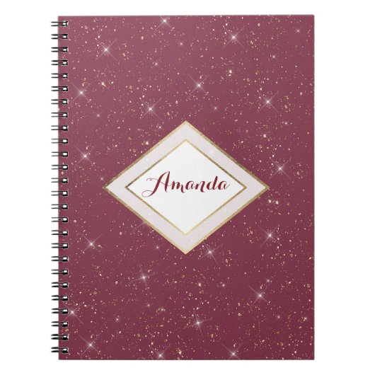 Carnet Luxe bordeaux brillant parties scintillant d'or co (Devant)