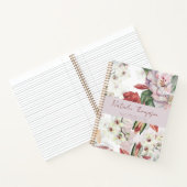 Carnet Luxe bordeaux monogrammé nom orchidée floral (Intérieur)