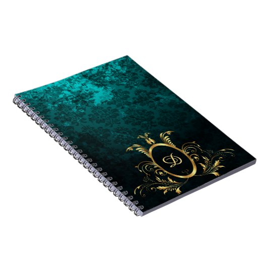Carnet Luxe Damask or Frame monogramme (Côté Droit)