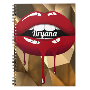 Carnet Luxe doré beauté glamour lèvres rouges dégoulinant