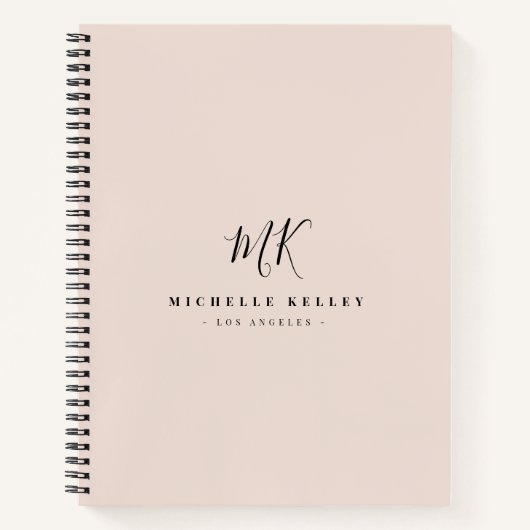 Carnet Luxe Mini Monogramme Rose Clair Chic (Devant)