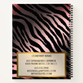 Carnet Luxe Moderne Silver Pink Tiger Ajouter Votre Texte (Dos)